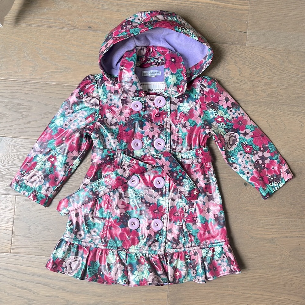 Waterproof Floral Raincoat Trench